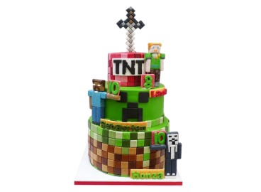 Dětský dort Minecraft – třípatrový