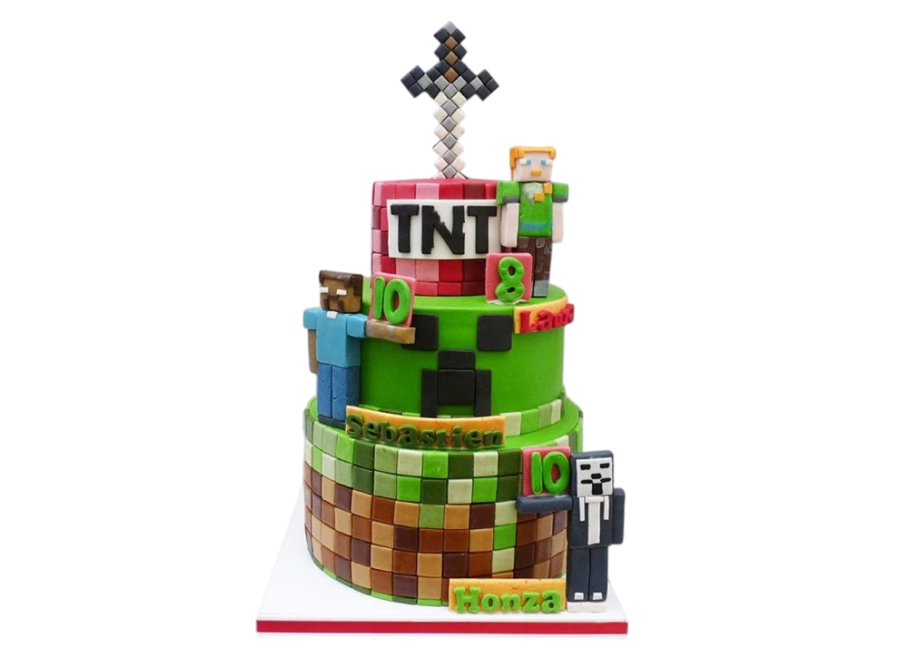 Dětský dort Minecraft – třípatrový