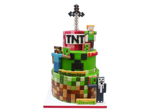 Dětský dort Minecraft – třípatrový
