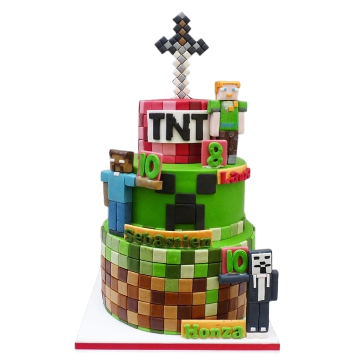 Dětský dort Minecraft – třípatrový