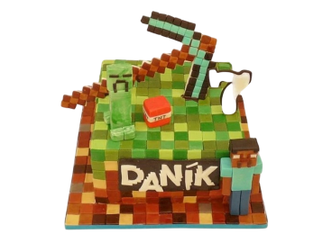 Dětský dort Minecraft – s krumpáčem