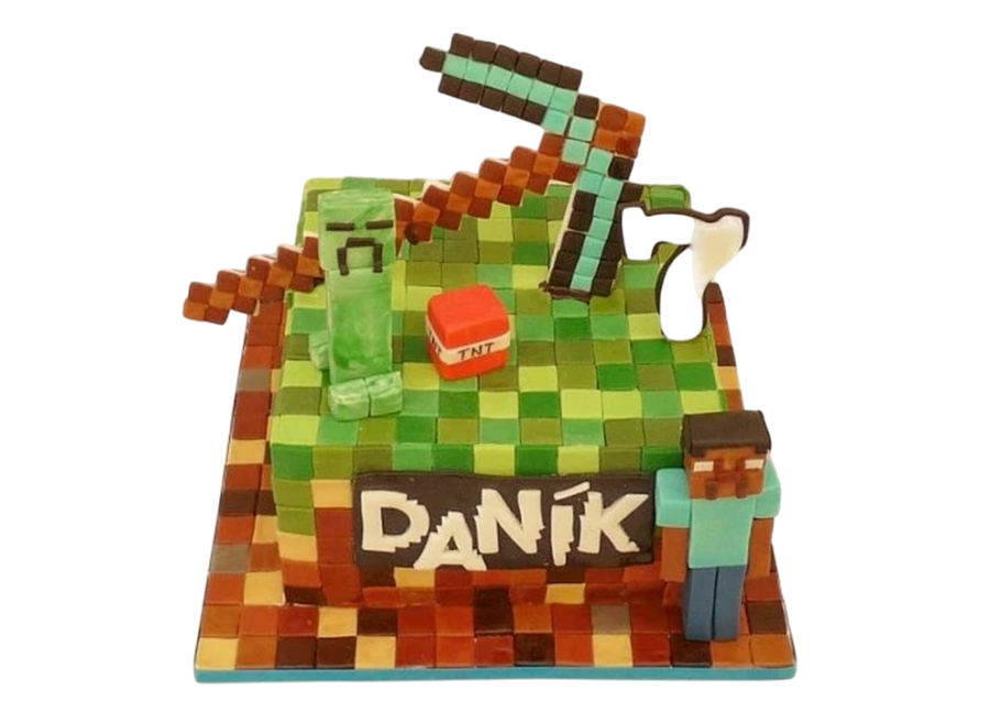 Dětský dort Minecraft – s krumpáčem