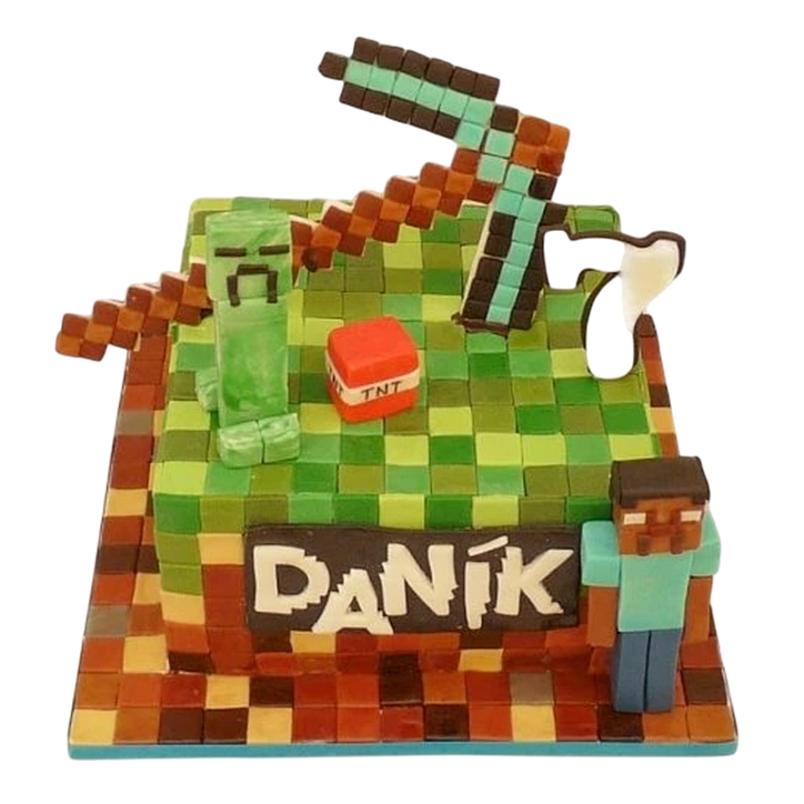Dětský dort Minecraft – s krumpáčem