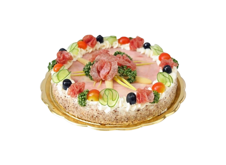 Slaný sýrovo - uzeninový dort