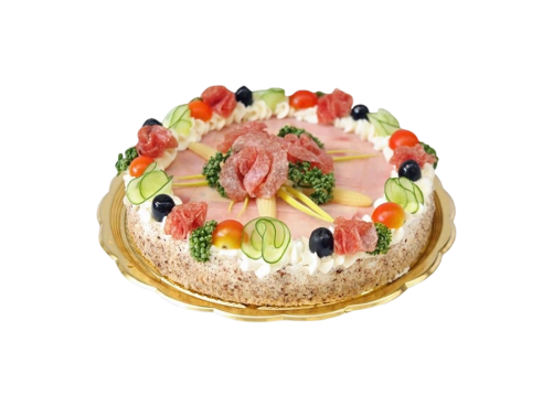 Slaný sýrovo - uzeninový dort