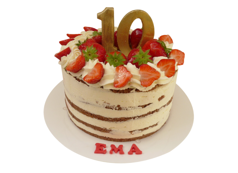 Nahý dort s mascarpone a jahodami