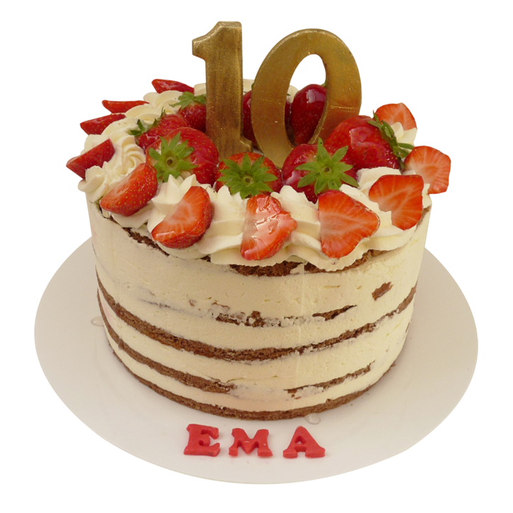 Nahý dort s mascarpone a jahodami