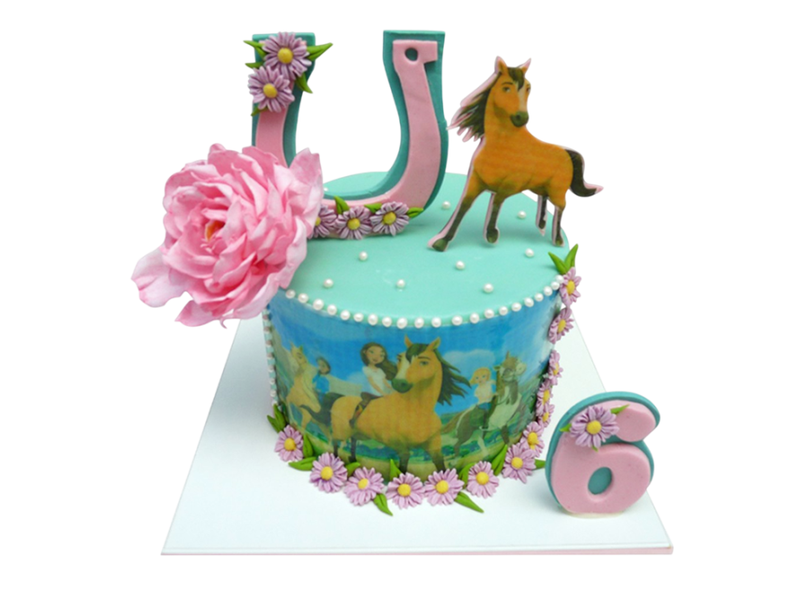 Dětský dort s koníkem a růží