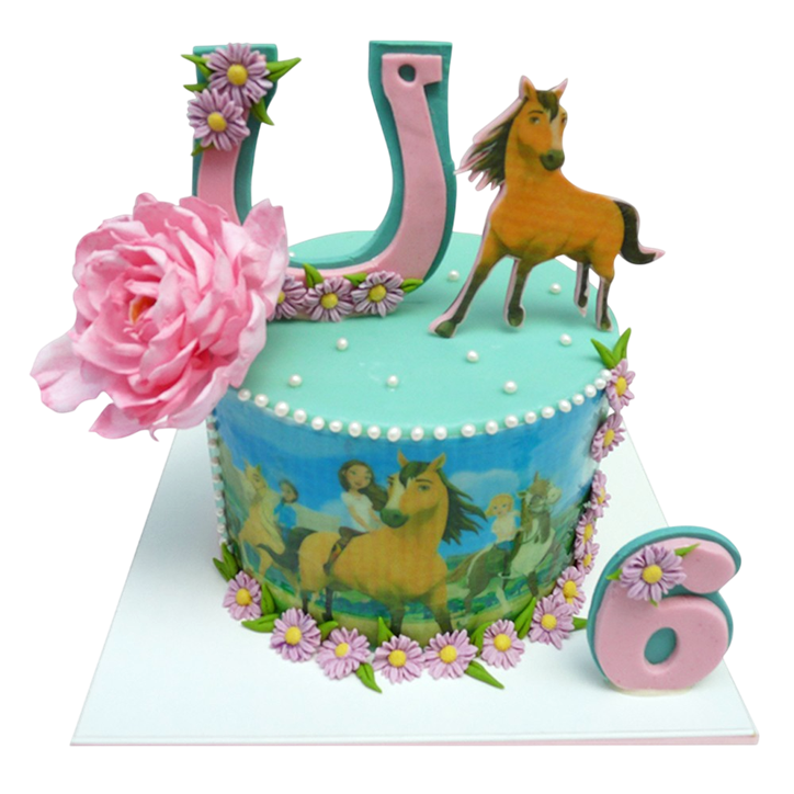 Dětský dort s koníkem a růží