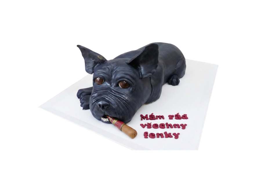 Modelovaný dort buldoček s doutníkem