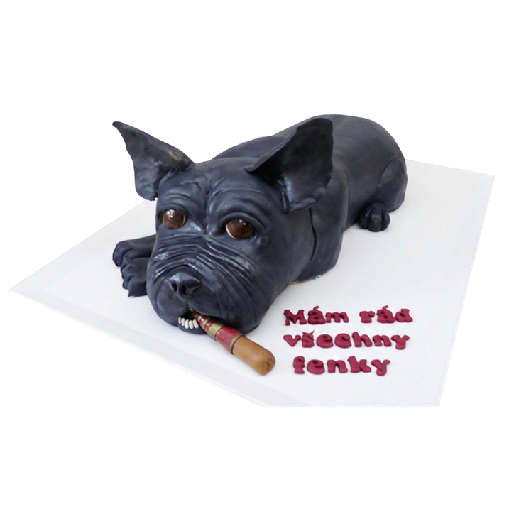 Modelovaný dort buldoček s doutníkem