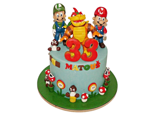 Dětský dort Super Mario - s Luigim a Bowserem