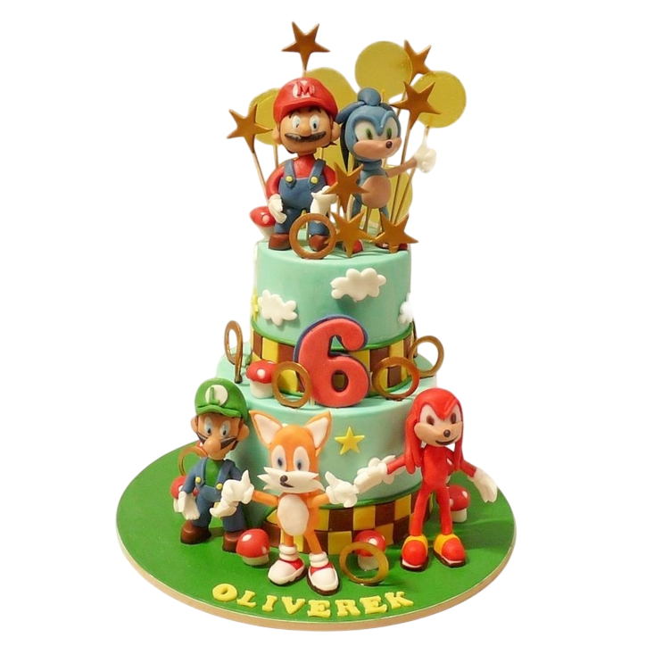Dětský dort Super Mario a Sonic X