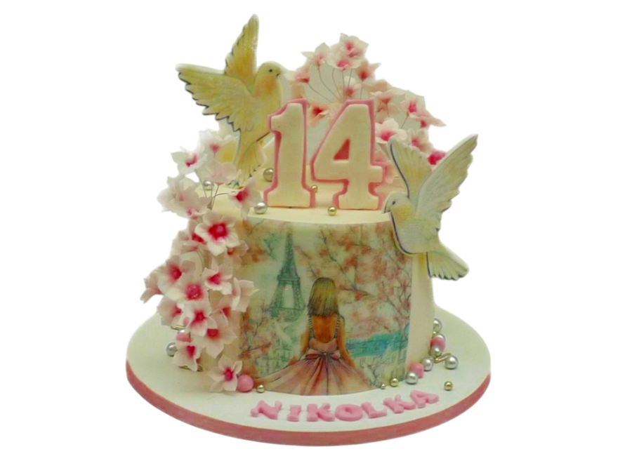 Dětský dort s holubicemi