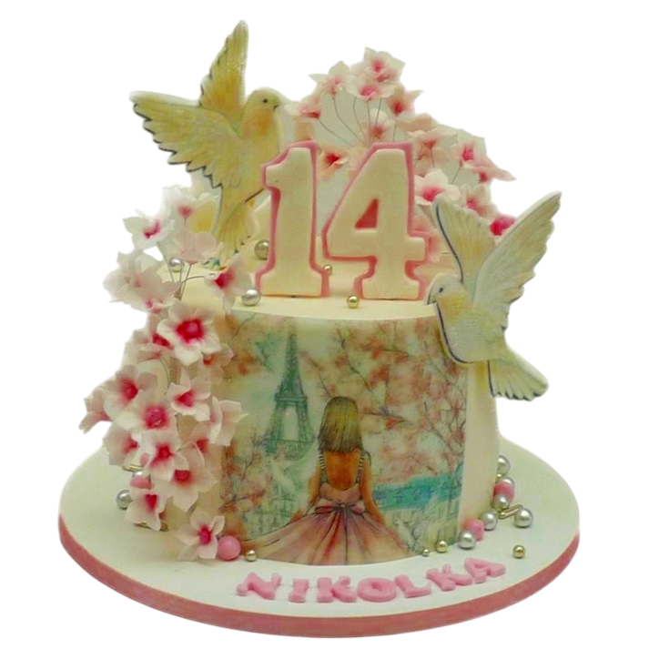 Dětský dort s holubicemi