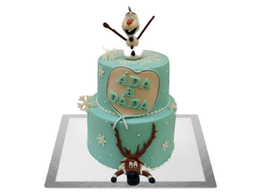 Dětský dort Frozen - Olaf a Sven patrový