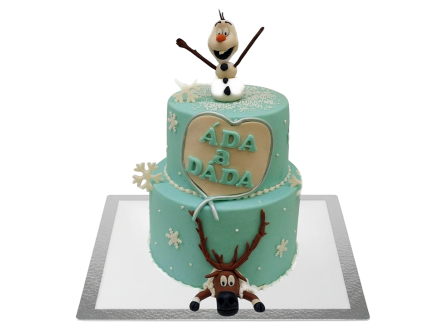 Dětský dort Frozen - Olaf a Sven patrový