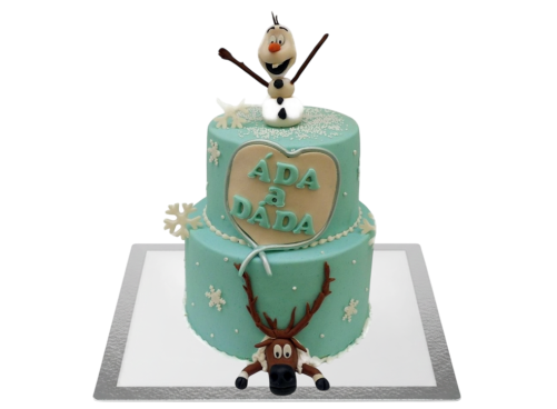 Dětský dort Frozen - Olaf a Sven patrový