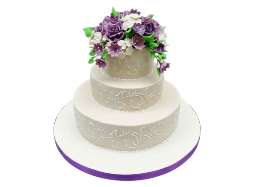 Svatební dort s květy a ornamenty