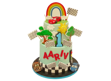 Dětský dort Auta - s duhou