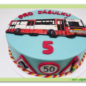 559. Marcipánový dort se 2D reliéfem autobusu